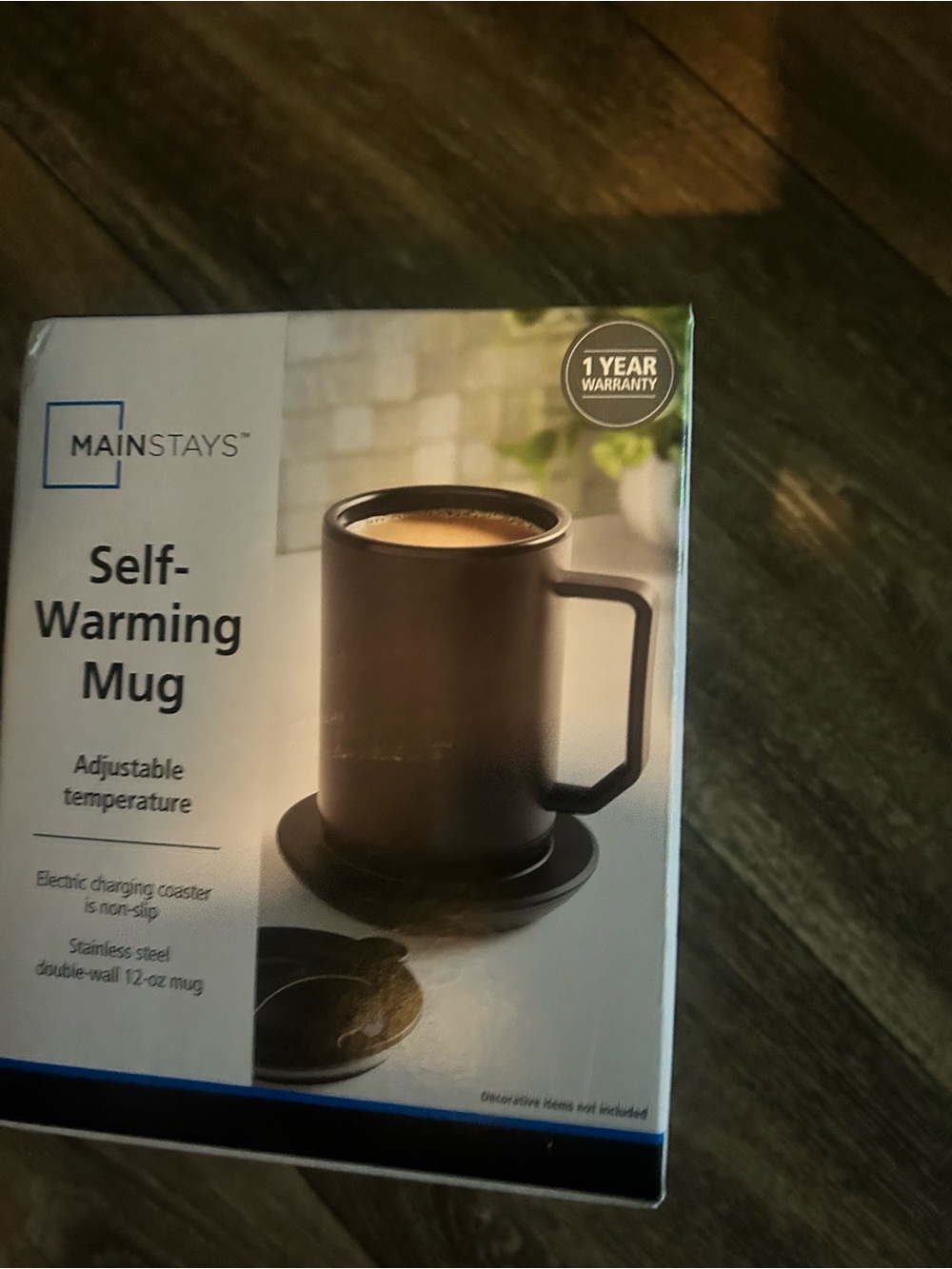 New in box Mainstays Auto-Heating Mug in Matte Black
